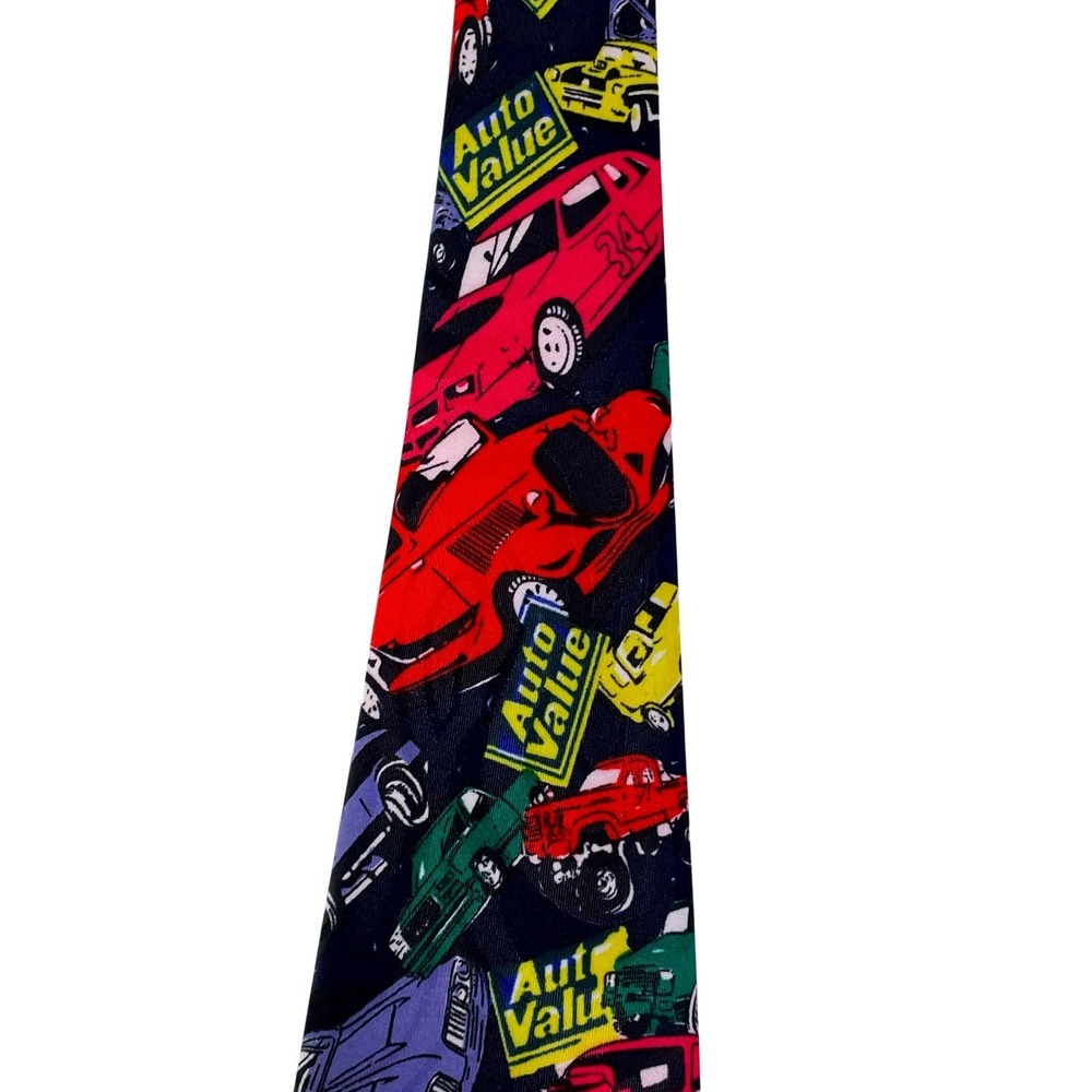 Vtg Concerto Auto Value‎ Classic Cars Tie Men's Retro Colorful Print - Picture 12 of 15